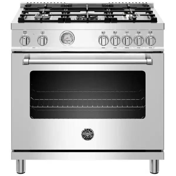 Bertazzoni 36” Dual Fuel Range, 5 Burners, True European Convection - MAST365DFMXE
