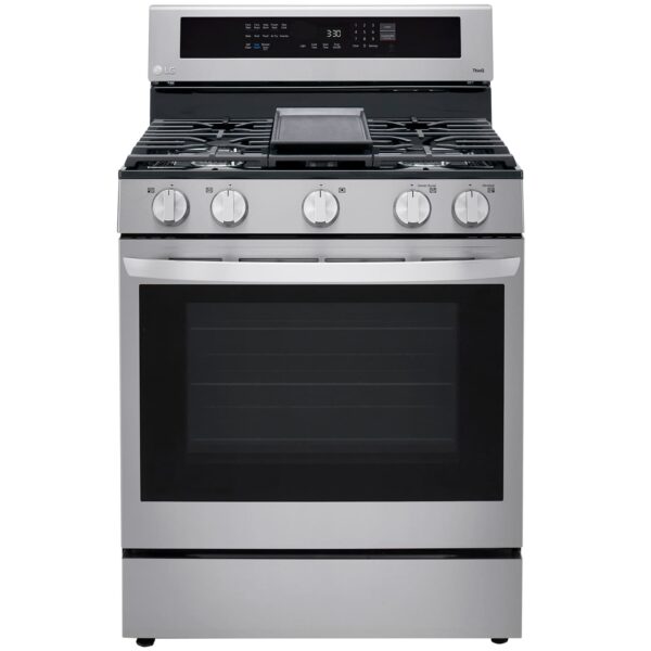 Cuisinière intelligente au gaz LG 30'', Convection véritable, Friture à air, 5.8 pi.cu, Stainless - LRGL5825F