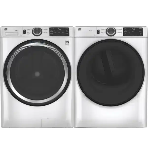 GE 27'' Washer & Dryer Combo, 5.0 + 7.4 cu.ft – GFW550SMNWW + GFD55ESMNWW