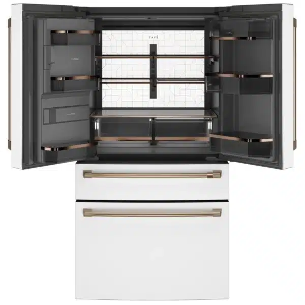 Réfrigérateur 4 Portes Café 36″, 27.6 pi³, Blanc Mat avec Accents Bronze - CVE28DP4NW2 – Image 2