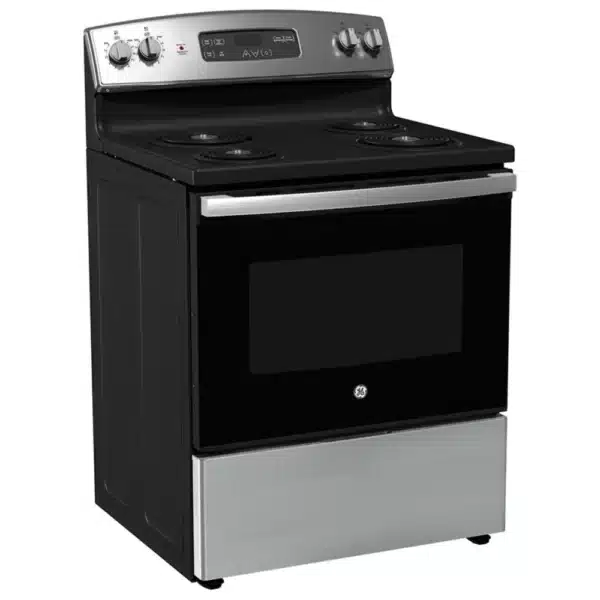 GE 30” Electric Range with 4 Radiant Burners, Storage Drawer, 5 cu. ft. Oven - JCBS350SVSS - Image 2