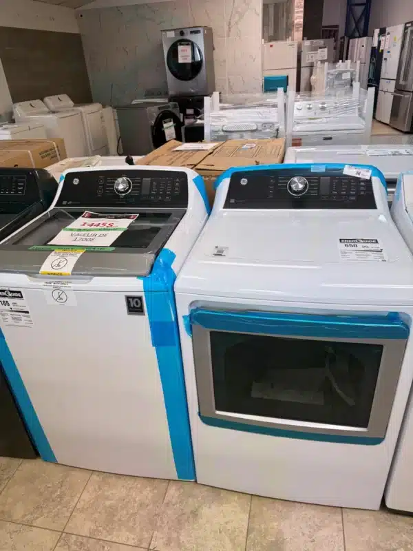 Ensemble laveuse et sécheuse GE 27’’ – Chargement par le haut – 5.9 pi³ - 7.4 pi³ – GTW681BMRWS & GTD68EBMRWS – Image 2
